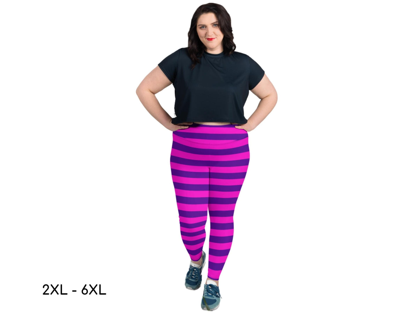 Cheshire Cat Inspired Plus Size Yoga Leggings, Alice in Wonderland, Mad HatterTea Party, Adult Halloween Costume, Sexy BBW, Gift for Her