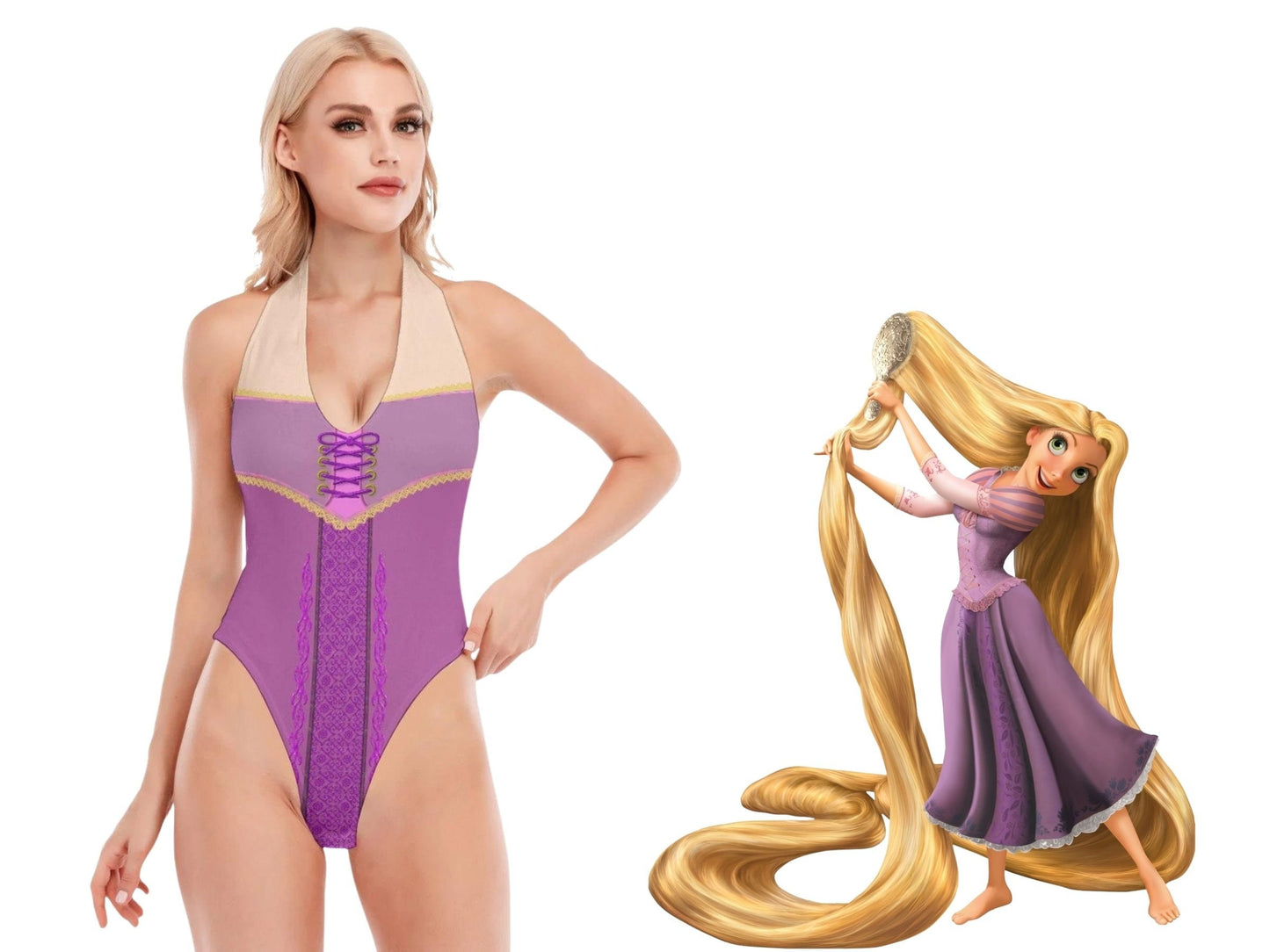 Rapunzel Inspired Sexy Bodysuit, Tangled, Lingerie, Disney Cosplay, Halloween Costume, DisneyBound, Gift for Her, Disney Vacation