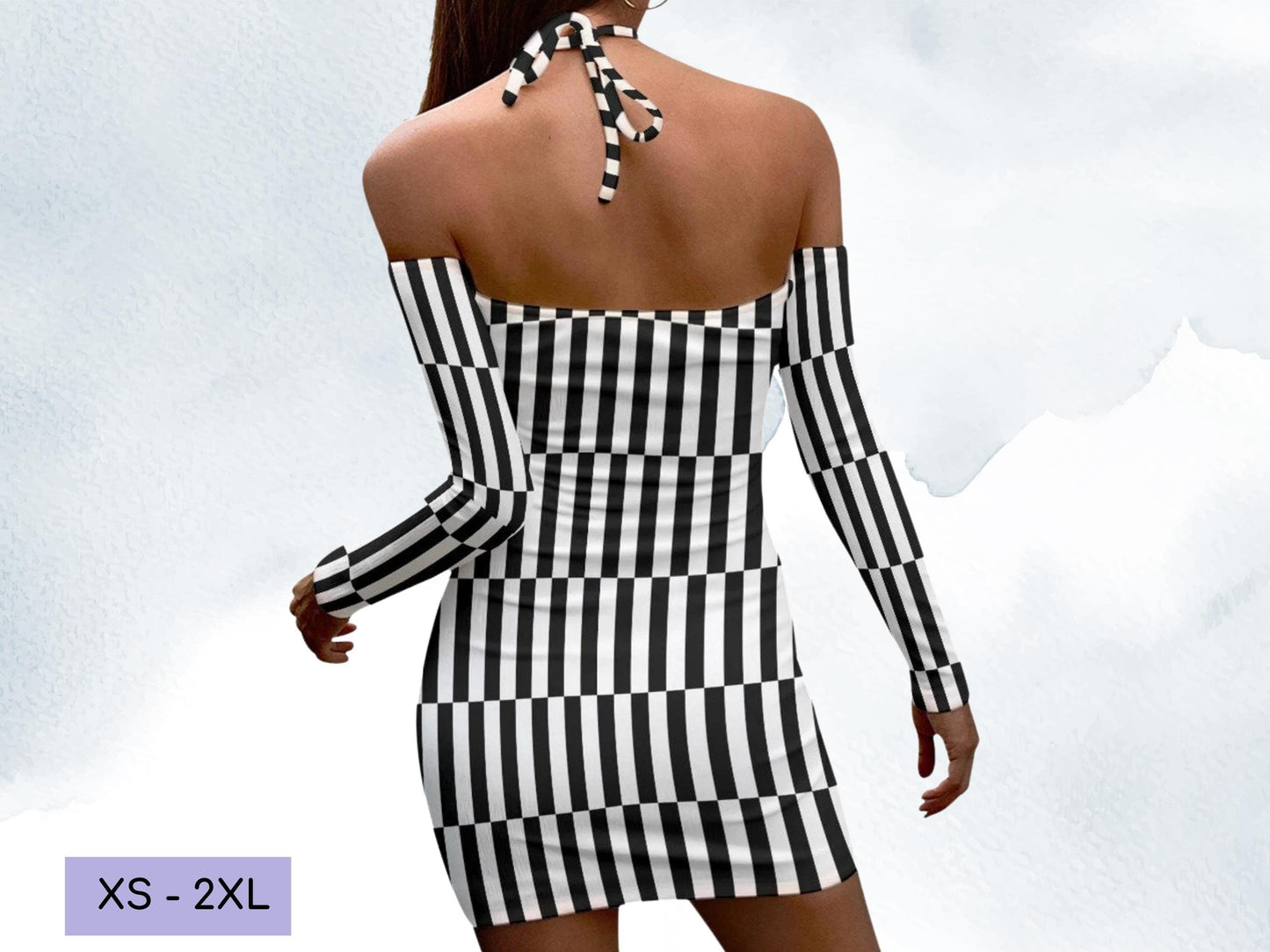 BeetleJuice Inspired Sexy Women's Halter Lace-up Dress, Cosplay Dress, Adult Halloween Costume, Gift for Her, Halloween Dress, Fantasy