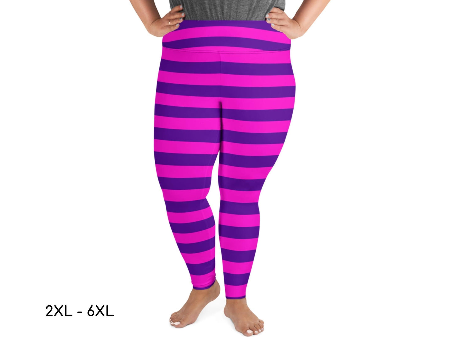 Cheshire Cat Inspired Plus Size Yoga Leggings, Alice in Wonderland, Mad HatterTea Party, Adult Halloween Costume, Sexy BBW, Gift for Her