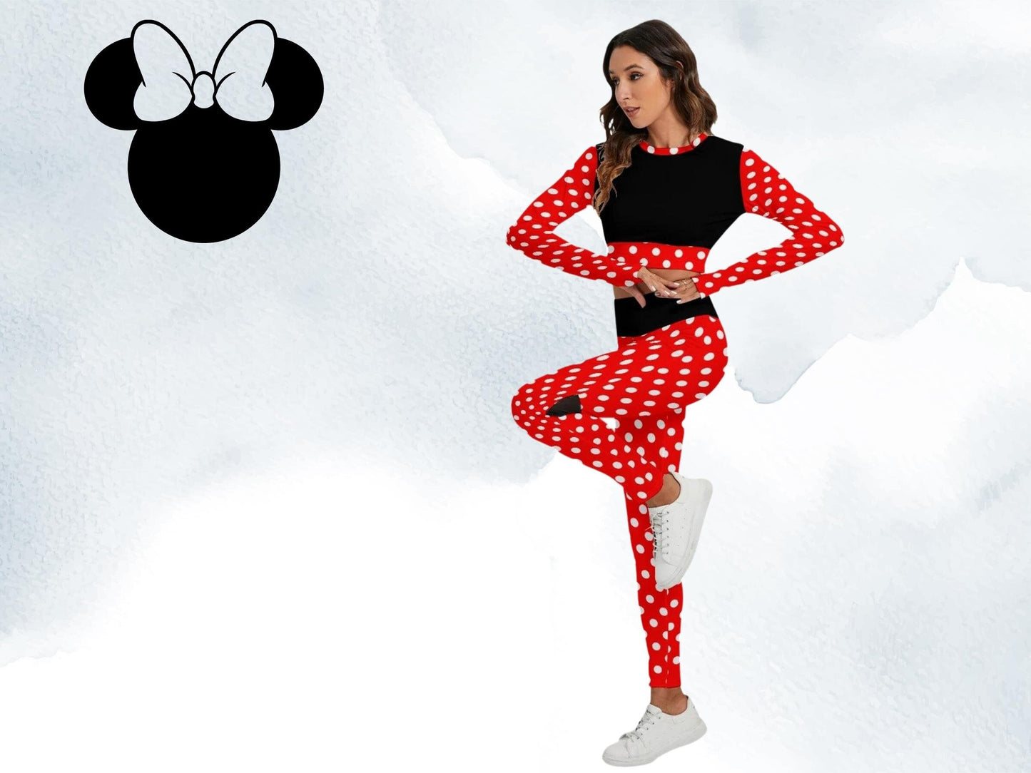 Minnie  Inspired Top & Leggings Set, Cosplay Activewear, Adult Halloween Costume, Gift for Her, Workout Apparel