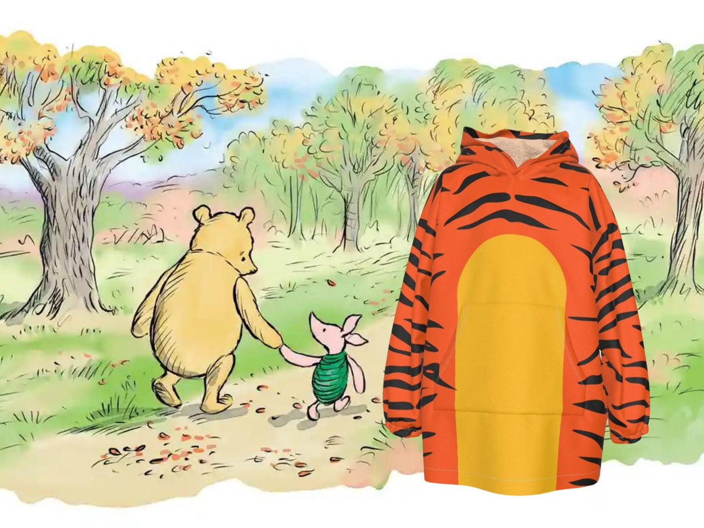 Winnie the Pooh - Tigger Inspired Kids Unisex Hoodie, Back to School, Halloween Costume, Cosplay Costume, Gift for Her, Gift For Him