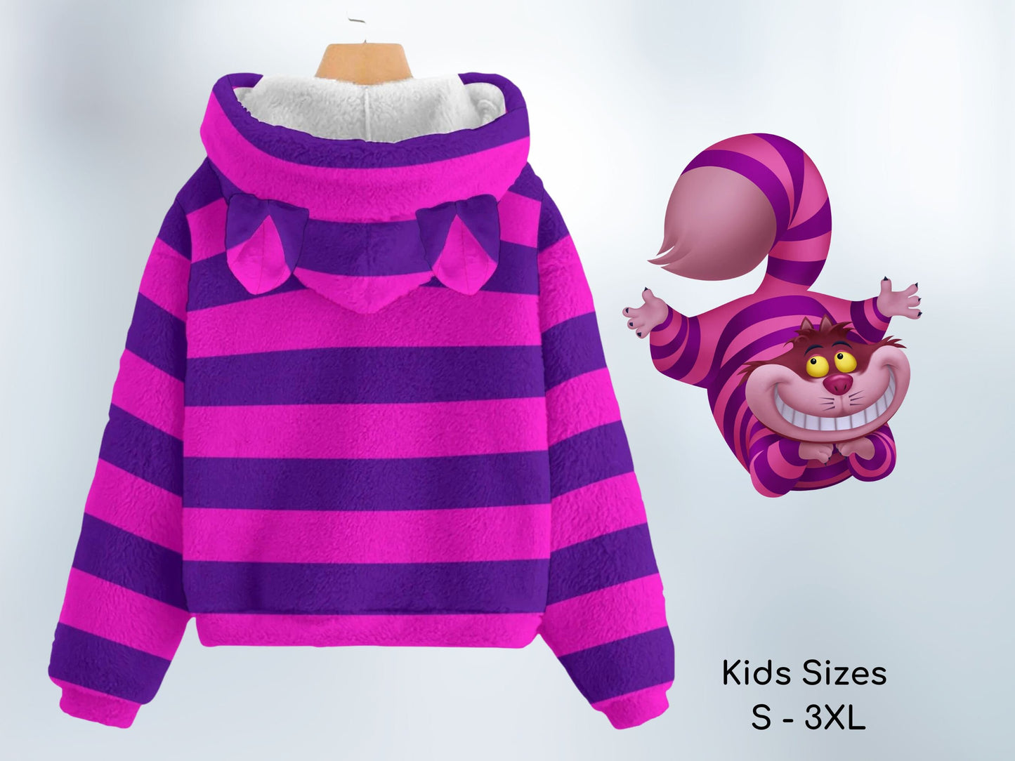 Cheshire Cat Kids Hoodie Ears Harajuku Clothing Kids Cosplay Alice in Wonderland Mad Hatter Tea Party Gifts for Kids Halloween Costume Kids
