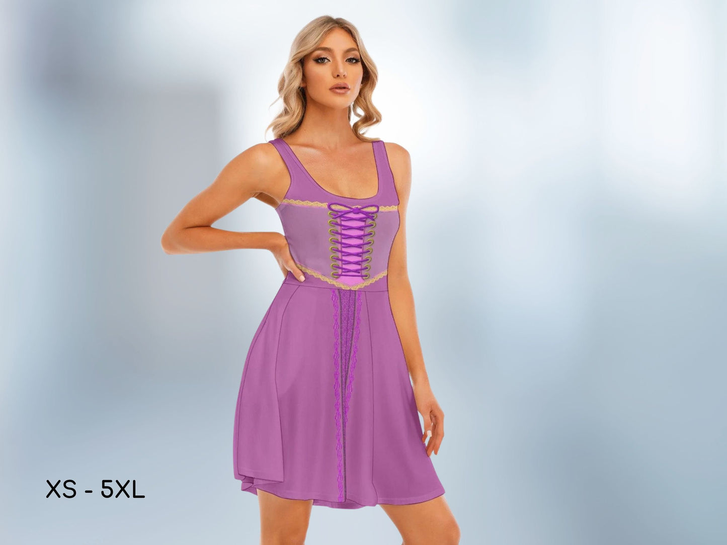 Rapunzel Women's Tank Vest Dress, Sexy Dress, Adult Halloween Costume, Halloween Dress, Cosplay Dress, Gift for Her, Bound, Dapper Day