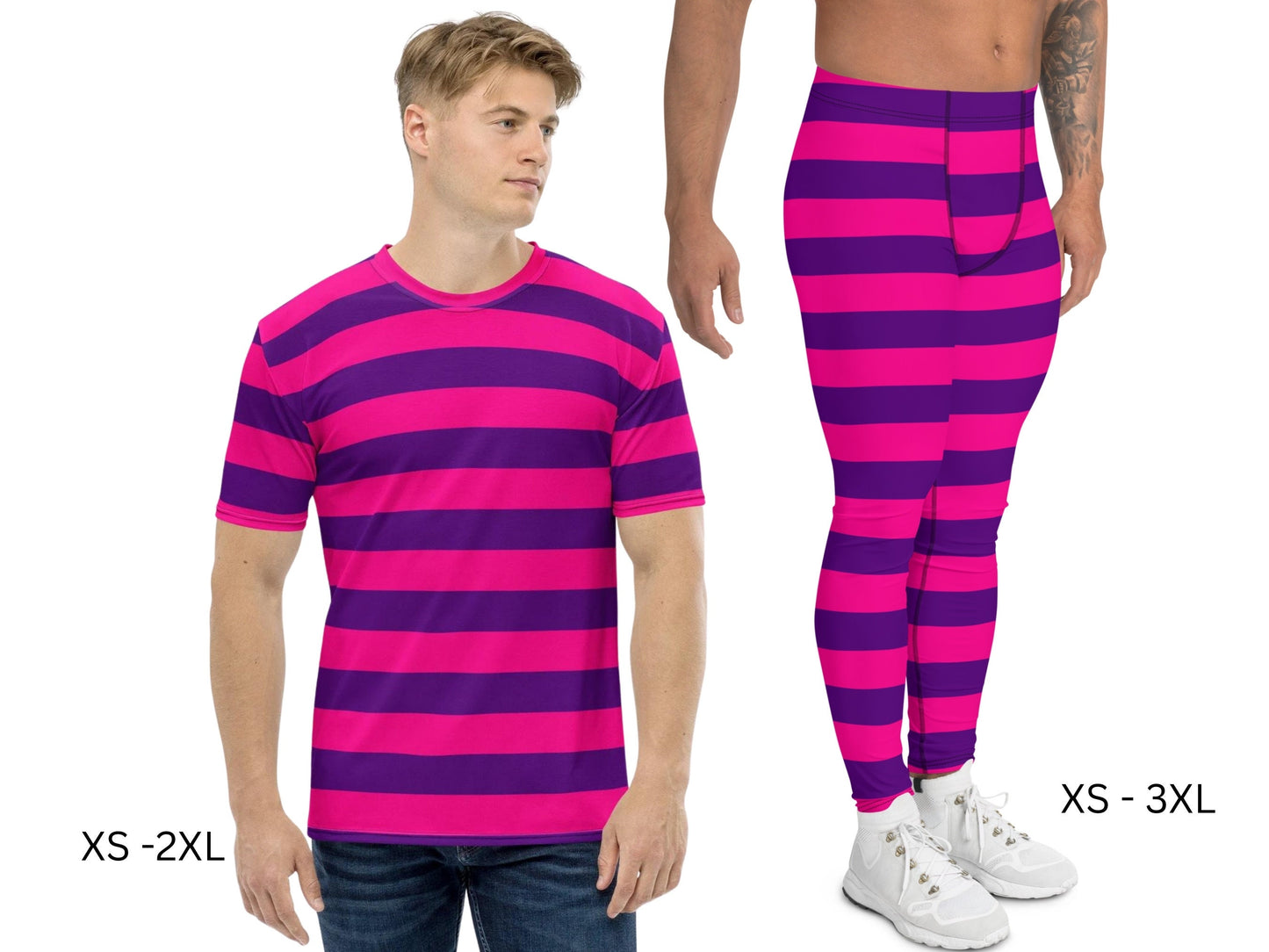 Cheshire Cat Men's T-Shirt & Leggings, Halloween Adult Costume for Men, Cosplay, Gift for Him, Alice in Wonderland, Mad Hatter Tea Party
