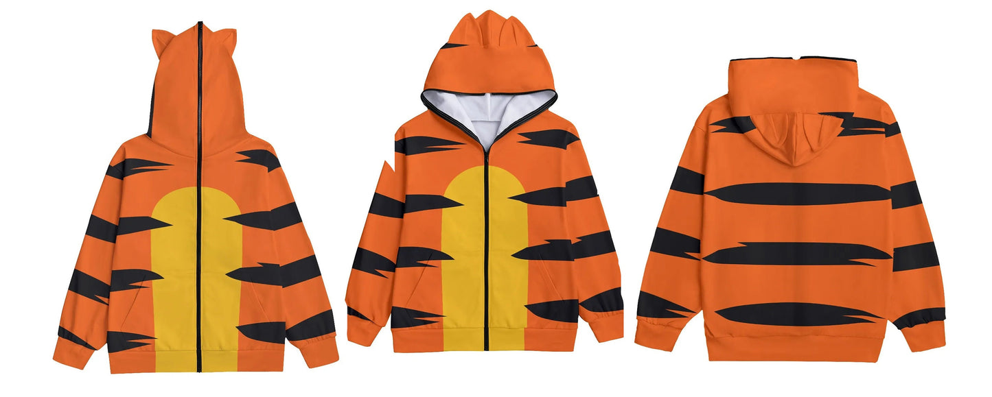 Tigger Winnie the Pooh Unisex Pullover Hoodie With Zipper Closure