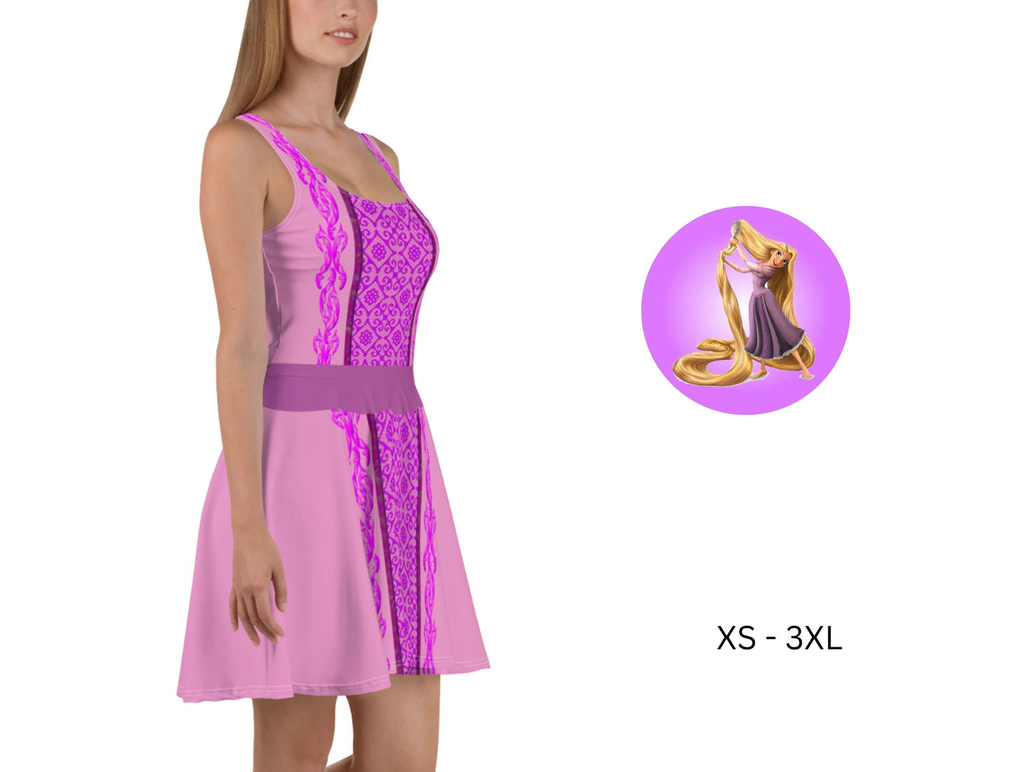Rapunzel Tangled Skater Dress Women's Dresses Halloween Princess Gift for Her Birthday Gift Party Cosplay