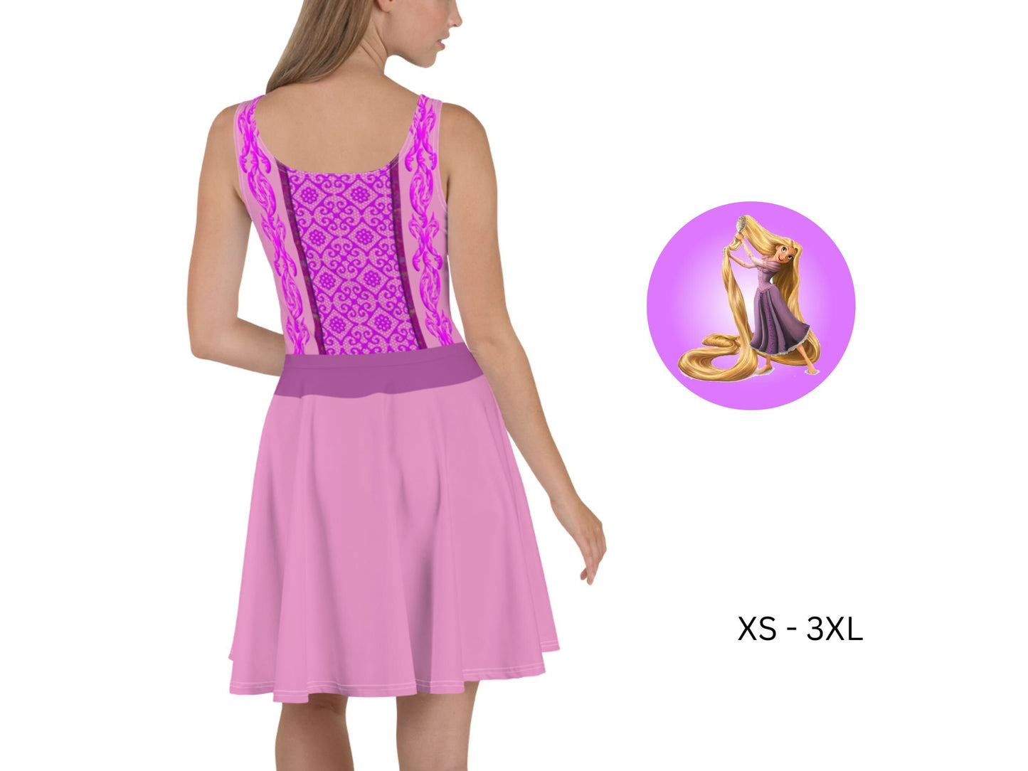 Rapunzel Tangled Skater Dress Women's Dresses Halloween Princess Gift for Her Birthday Gift Party Cosplay