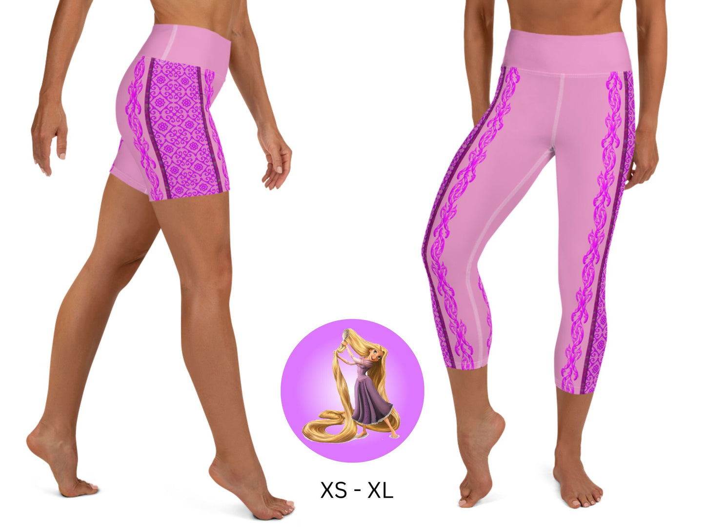 Rapunzel Tangled Skater Dress Yoga Leggings & Shorts, Halloween, Cosplay, Gift for Her, Birthday Party